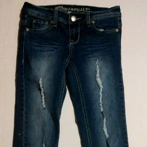 Women's size 0 reg. Blue ASPHALT distressed jeans